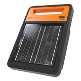 Gallagher s60 Solar powered electric fence charger is black and orange