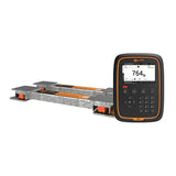 A gallagher w-1 cattle scale set up with a black and orange display controller next to a wireless weighing load bars with orange accents, shown on a white background.