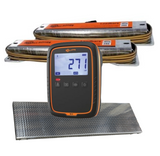 Gallagher cattle and livestock weigh scale system featuring a W-0 Indicator, Load bars and Cattle Platform on a white background.