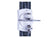 A white plastic 3 way gate anchor with a metal flange and threaded connector, shown on a dark T post on a white background.