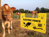 Gallagher Electric Fence Warning Sign with cattle in field